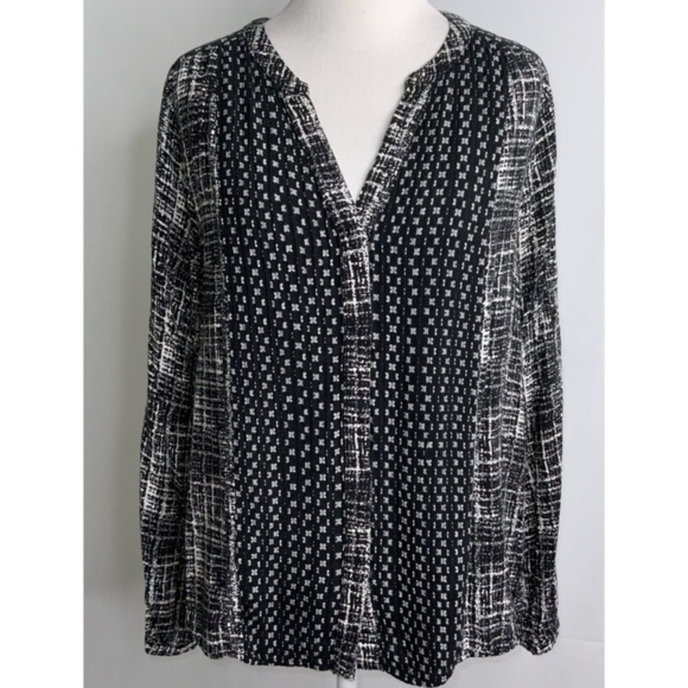 Stitch Fix Skies Are Blue Black & White Long Sleeve Blouse Medium